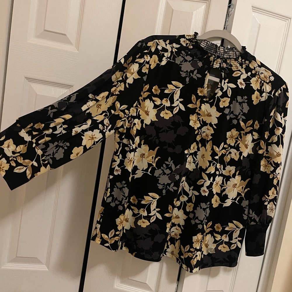 Womens Mid Sleeve Floral Top/Blouse, XL
